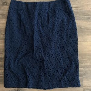 Talbots Navy Floral Detail Skirt